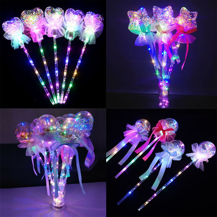 Internet Celebrity Bounce Ball Glow Stick Children&#039;s Luminous Toys Stall Drainage Love Five-Star Starry Sky Stick Magic Stick