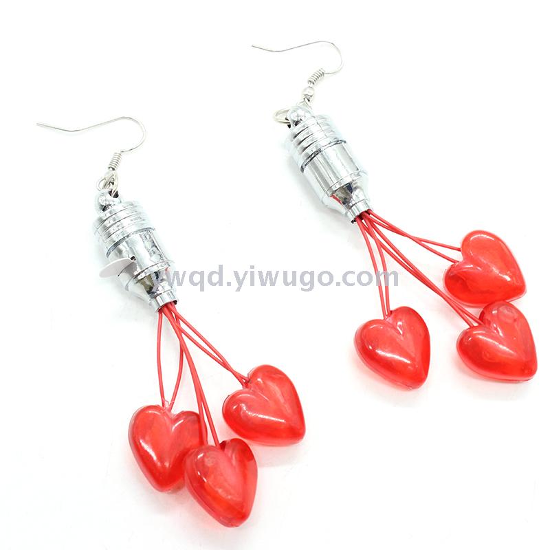 ZD Factory Direct Sales Foreign Trade Popular Style Heart-Shaped LED Ear Stud Luminous Toys Cheering Props Party Supplies