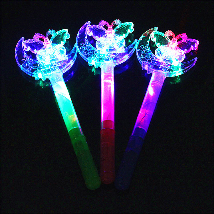 Fairy Wand Children&#039;s Luminous Toys Colorful Star Moon Magic Wand Wholesale Ice Princess Qiyuan Crown Flash Stick