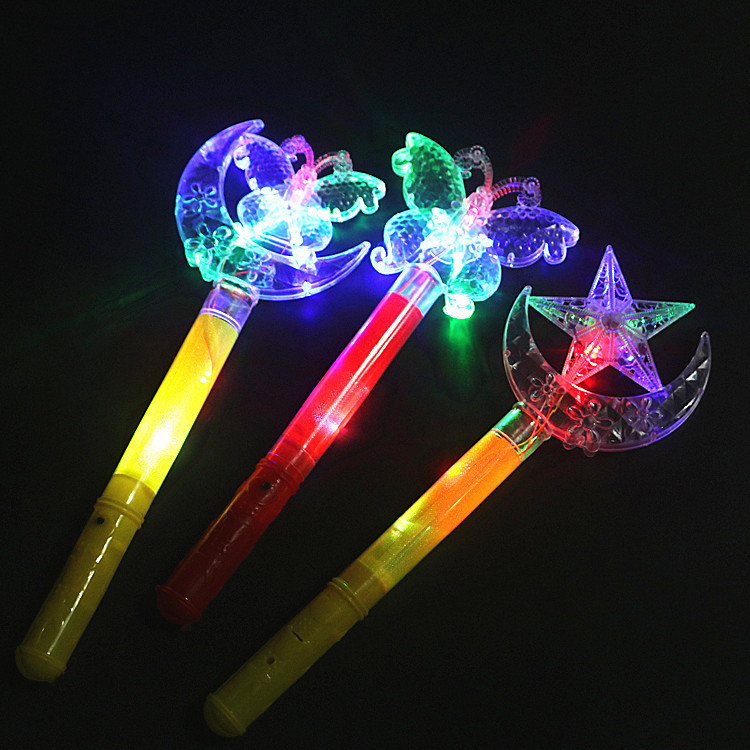 Fairy Wand Children's Luminous Toys Colorful Star Moon Magic Wand Wholesale Ice Princess Qiyuan Crown Flash Stick