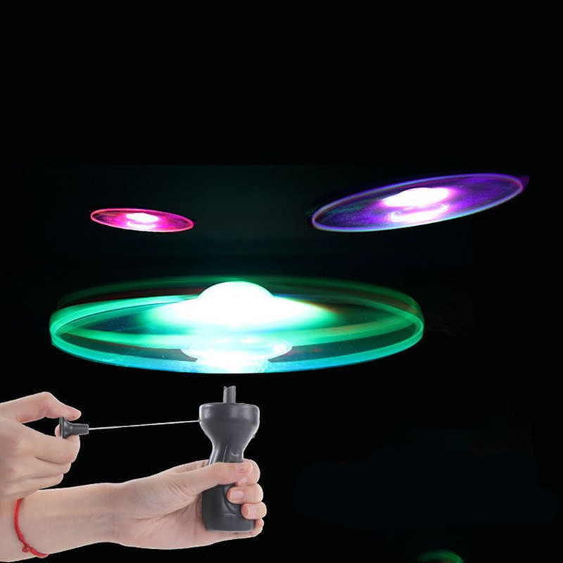 Night Market Hot Sale Cable Luminous Flying Saucer Douyin Online Influencer Same Style Children&#039;s Luminous Toys Stall Supply Flash Frisbee