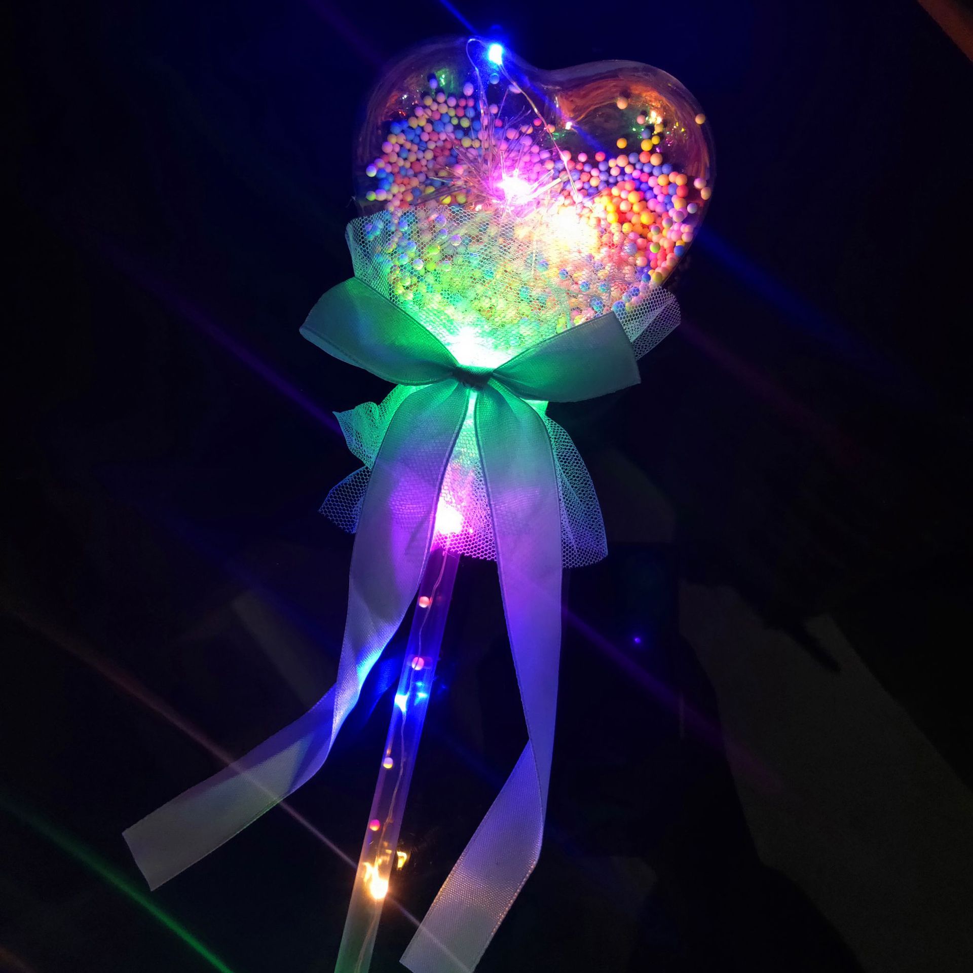 New LED Flash Bounce Ball Love Star Glow Stick Children's Luminous Toys Stall Star Sky Ball Magic Wand