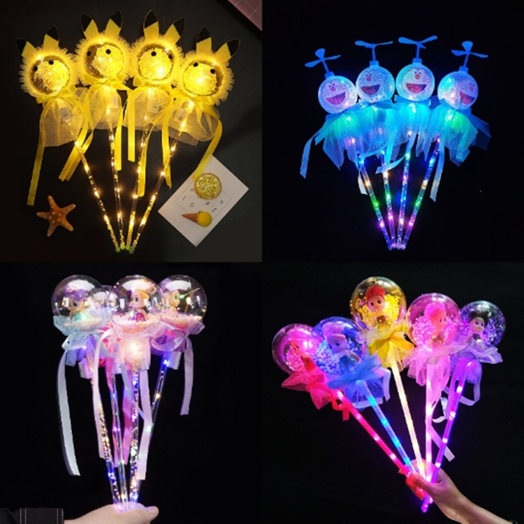Tiktok Cartoon Star Sky Ball Magic Wand New Bounce Ball Children Magic Wand Luminous Toys Night Market Square