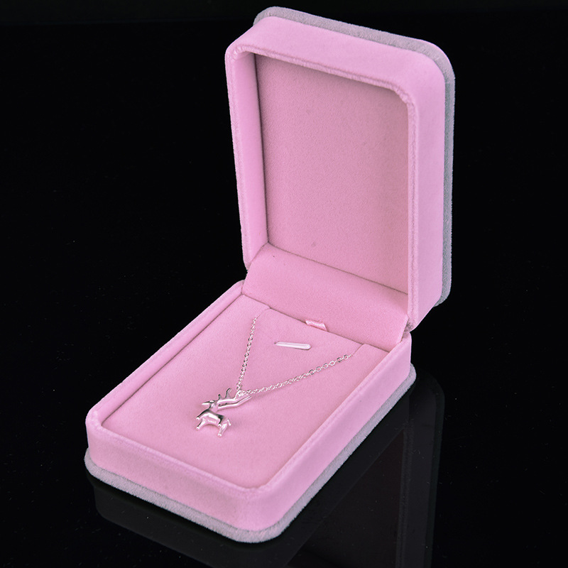 Korean Super Hot Pink Flocked Ring Box Set Pendant Jewelry Box Factory Packaging Box Customization One Product Dropshipping
