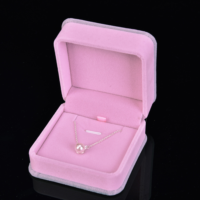 Korean Super Hot Pink Flocked Ring Box Set Pendant Jewelry Box Factory Packaging Box Customization One Product Dropshipping