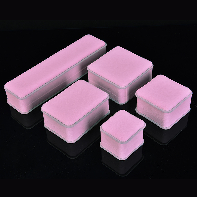 Korean Super Hot Pink Flocked Ring Box Set Pendant Jewelry Box Factory Packaging Box Customization One Product Dropshipping