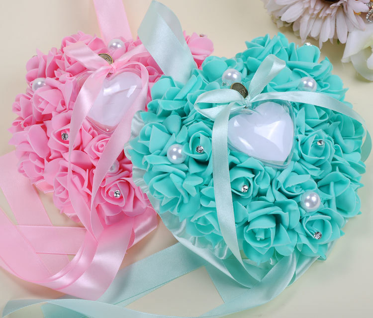 European-Style Hanging Foam Rose Wedding Heart-Shaped Ring Pillow Ring Box Western-Style Wedding Supplies Support Customization European-Style Hanging Foam Rose Wedding Heart-Shaped Ring Pillow Ring Box Western-Style Wedding Supplies Support Customization