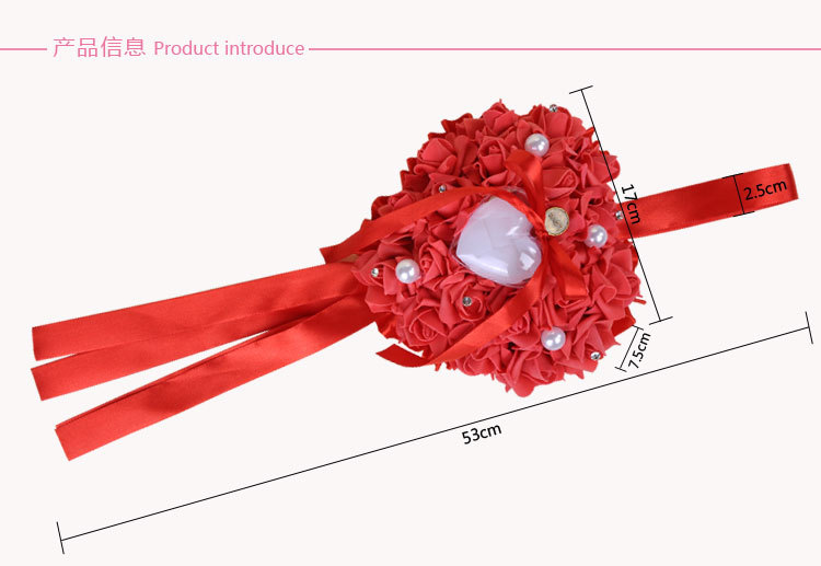 European-Style Hanging Foam Rose Wedding Heart-Shaped Ring Pillow Ring Box Western-Style Wedding Supplies Support Customization European-Style Hanging Foam Rose Wedding Heart-Shaped Ring Pillow Ring Box Western-Style Wedding Supplies Support Customization