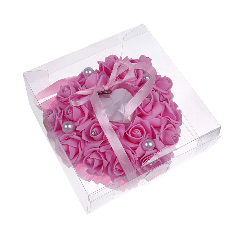 European-Style Hanging Foam Rose Wedding Heart-Shaped Ring Pillow Ring Box Western-Style Wedding Supplies Support Customization