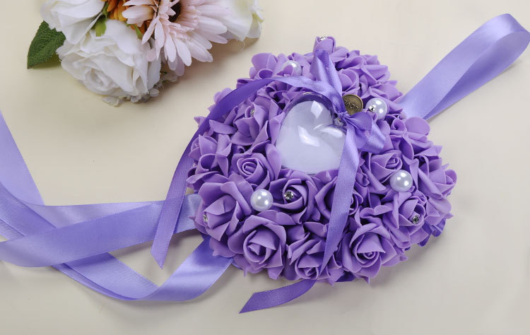 European-Style Hanging Foam Rose Wedding Heart-Shaped Ring Pillow Ring Box Western-Style Wedding Supplies Support Customization European-Style Hanging Foam Rose Wedding Heart-Shaped Ring Pillow Ring Box Western-Style Wedding Supplies Support Customization