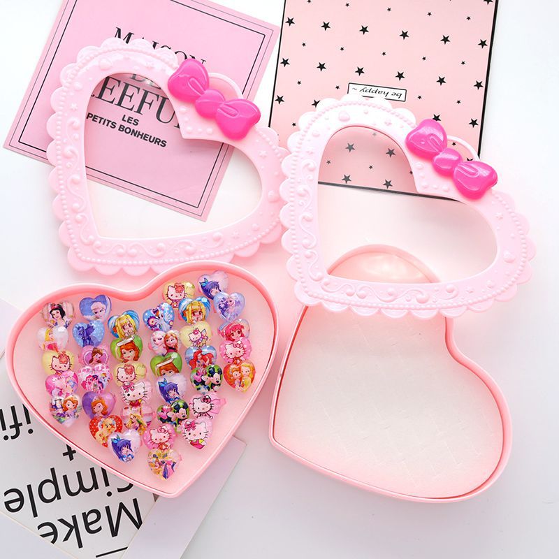 Korean Cartoon Plastic Ring Box New Material Environmental Protection KT Love 24 Pieces Factory Direct Sales Can Be Customized