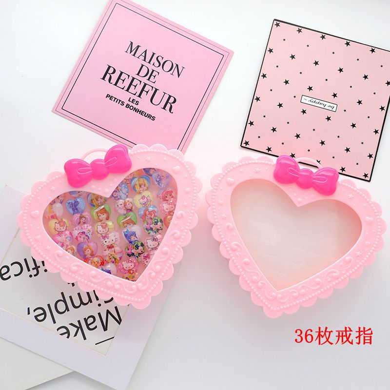 Korean Cartoon Plastic Ring Box New Material Environmental Protection KT Love 24 Pieces Factory Direct Sales Can Be Customized