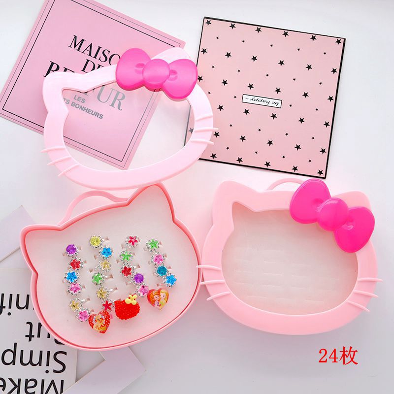 Korean Cartoon Plastic Ring Box New Material Environmental Protection KT Love 24 Pieces Factory Direct Sales Can Be Customized