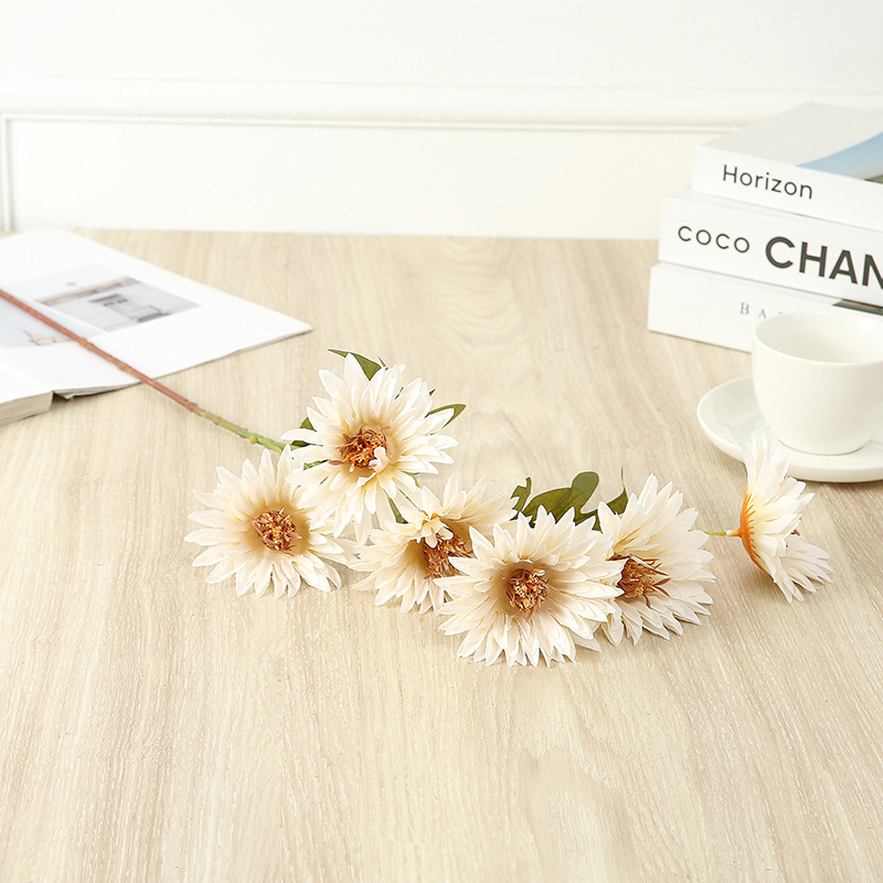 Simulation Daisy Six Fireworks Chrysanthemum Home Living Room Gardening Project Ornamental Flower Wedding Style Ornamental Flower
