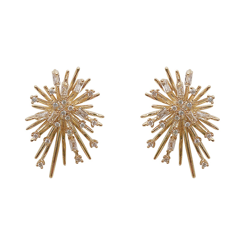 Korean Dongdaemun New Sterling Silver Needle Beautiful Rhinestone Temperament Fireworks High-Grade Ear Studs Earrings Girl&#039;s Earrings