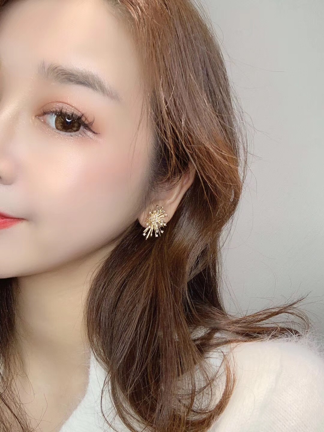 Korean Dongdaemun New Sterling Silver Needle Beautiful Rhinestone Temperament Fireworks High-Grade Ear Studs Earrings Girl&#039;s Earrings