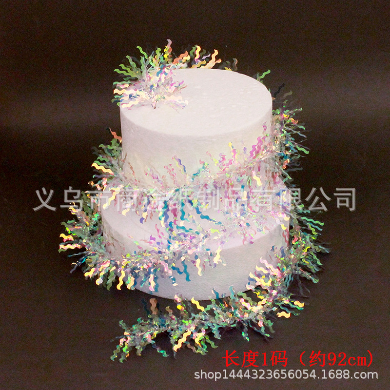 Internet Celebrity Ins Style Colorful Fireworks Cake Inserting Card 5 Pack Rain Silk Plug-in Colorful Ribbon Birthday Party Decoration