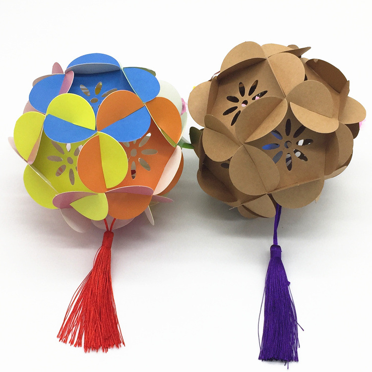 Children&#039;s DIY Embroidery Ball Lantern Parent-Child Handmade Toy Kindergarten Decorative Material Paper Lantern Making Manufacturer