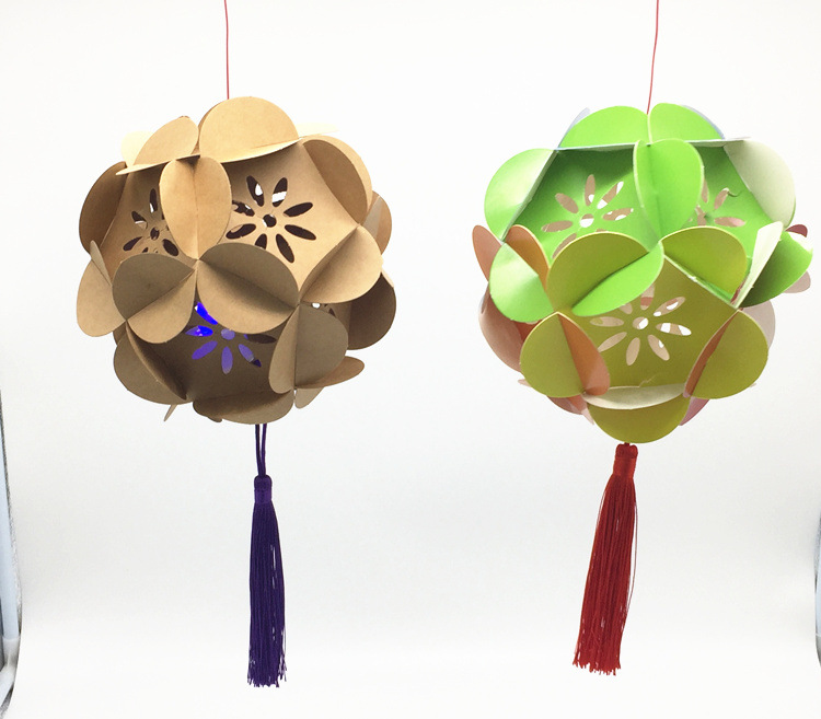 Children's DIY Embroidery Ball Lantern Parent-Child Handmade Toy Kindergarten Decorative Material Paper Lantern Making Manufacturer