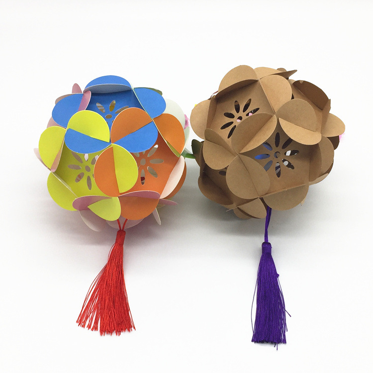 Children's DIY Embroidery Ball Lantern Parent-Child Handmade Toy Kindergarten Decorative Material Paper Lantern Making Manufacturer