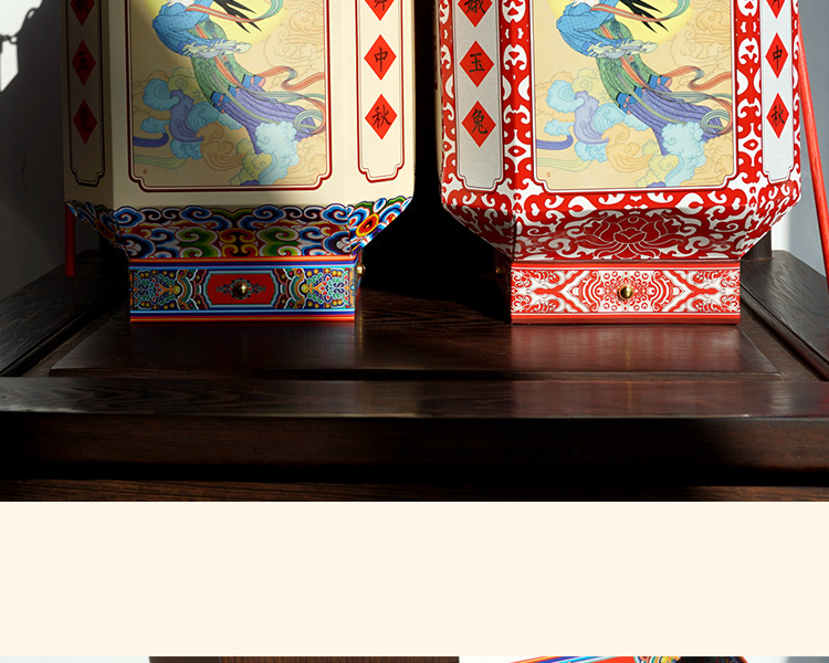 DIY Lantern Folding Card Paper Lantern String Chinese Style Retro GD Paper Cut Mid-Autumn Festival Lantern Factory Wholesale