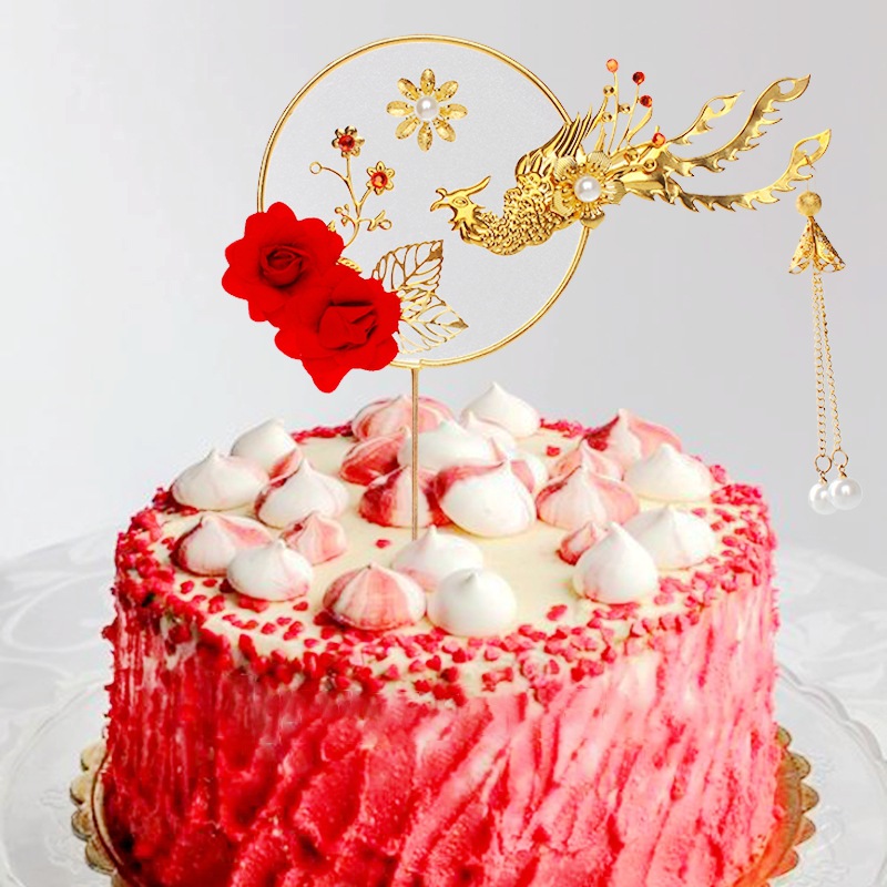 Birthday Cake Decoration Gold of Longevity the God of Longevity Decoration Birthday Star Couplet Lantern Folding Fan Plug-in Baking Crane Paper Set