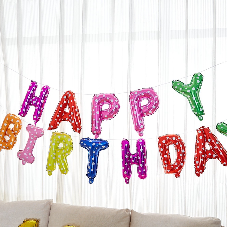 Rose Gold Happy Birthday Balloon Banner Aluminum Foil Balloon Kids Party Helium Barron's Decorative Letters Wholesale
