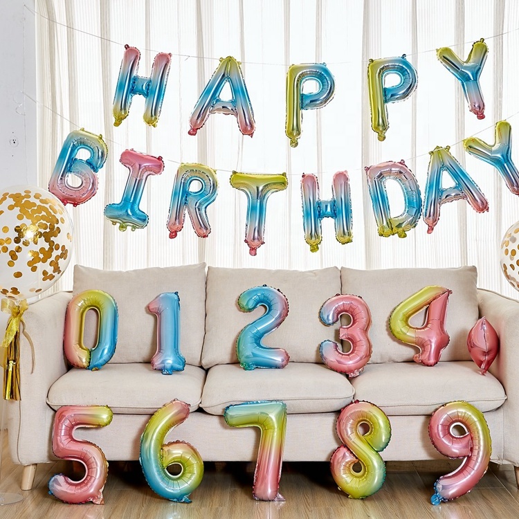 Rose Gold Happy Birthday Balloon Banner Aluminum Foil Balloon Kids Party Helium Barron&#039;s Decorative Letters Wholesale