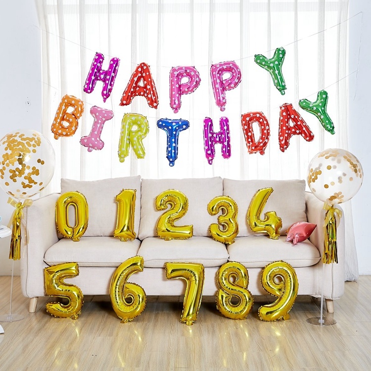 Rose Gold Happy Birthday Balloon Banner Aluminum Foil Balloon Kids Party Helium Barron&#039;s Decorative Letters Wholesale