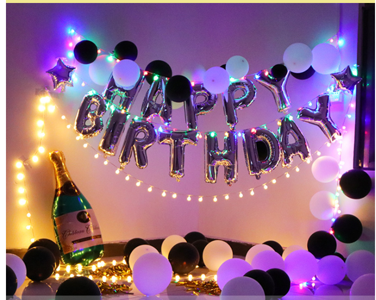 Rose Gold Happy Birthday Balloon Banner Aluminum Foil Balloon Kids Party Helium Barron's Decorative Letters Wholesale