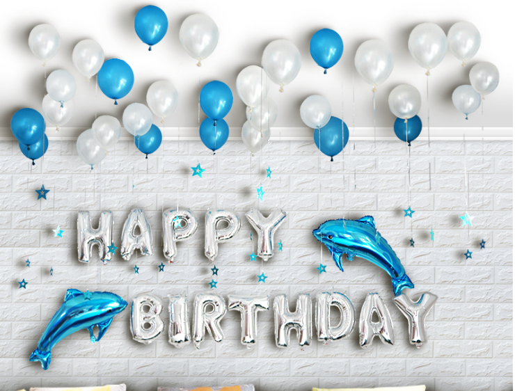 Rose Gold Happy Birthday Balloon Banner Aluminum Foil Balloon Kids Party Helium Barron's Decorative Letters Wholesale
