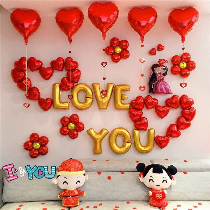 Wedding Supplies Wedding and Wedding Room Layout Aluminum Balloon Wedding Ceremony Wedding Room Letters for Decoration Balloon Confession Set Wholesale