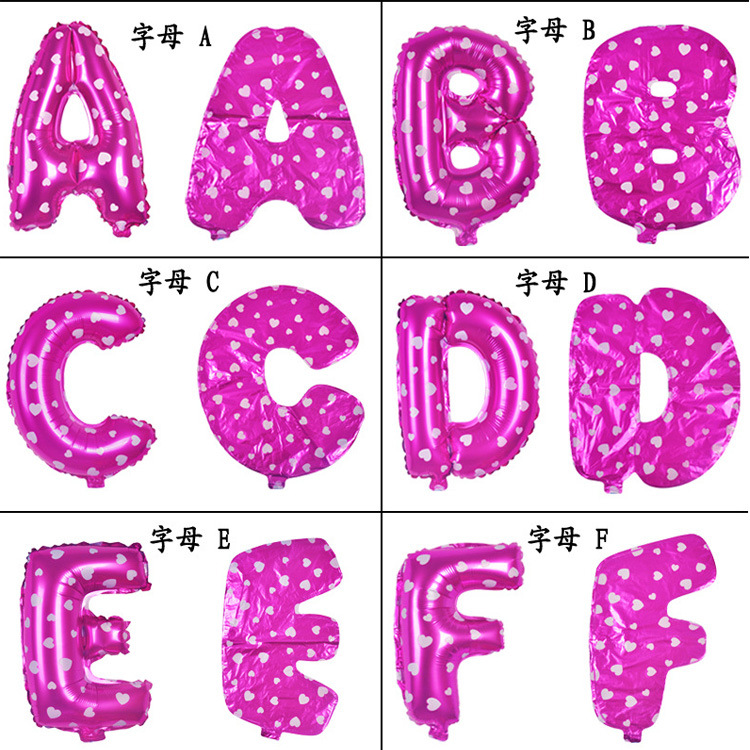 16-Inch Pink Aluminum Foil English Letter Balloon Birthday Hundred Days Wedding Birthday Arrangement Pink Polka Dots Letters