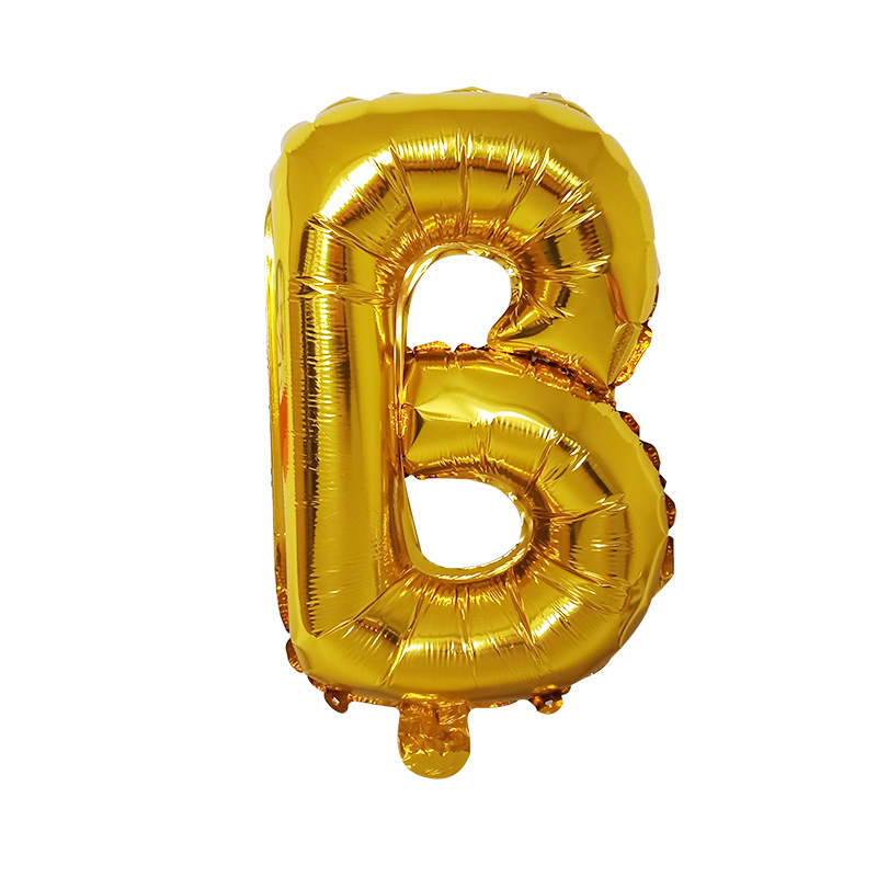 16-Inch Thin Body Imitation Beautiful English Letters Golden Silver Aluminum Balloon Birthday Anniversary Event Decoration Balloon