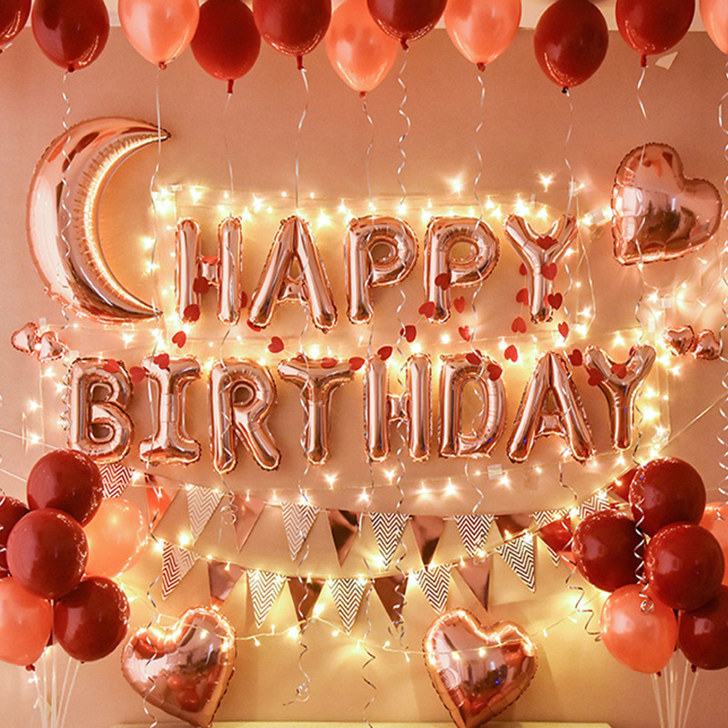 Birthday Party Deployment and Decoration Set Gift for Girlfriend Boys and Girls Children Theme Letters for Decoration Balloon