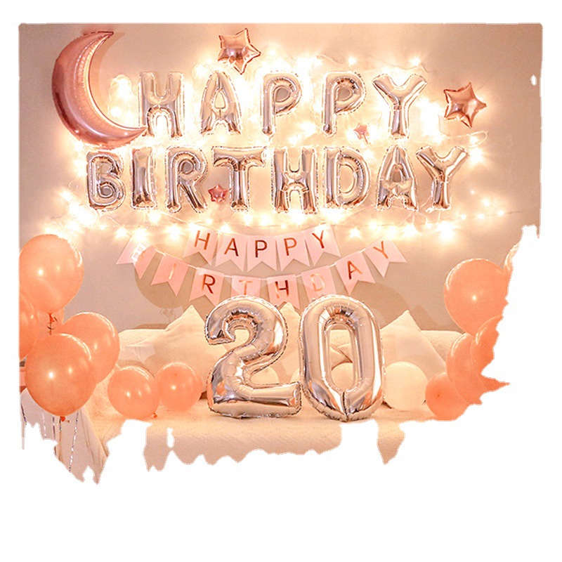 Birthday Party Deployment and Decoration Set Gift for Girlfriend Boys and Girls Children Theme Letters for Decoration Balloon