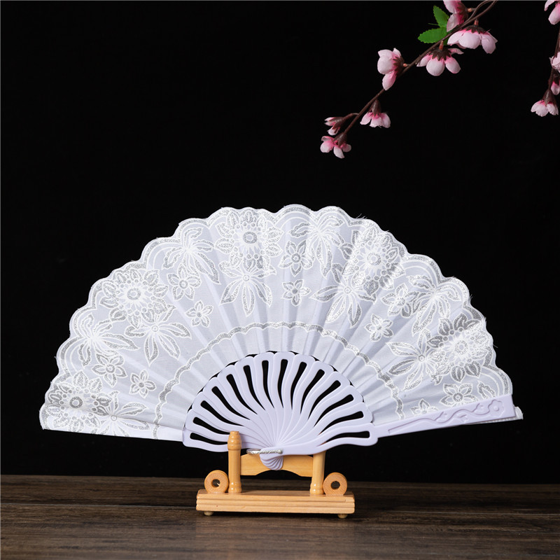 Chinese Style Keel Fan Hot Silver Powder Dance Fan Wedding Fan Spanish Fan Female Fan Folding Fan Advertising Fan Wholesale