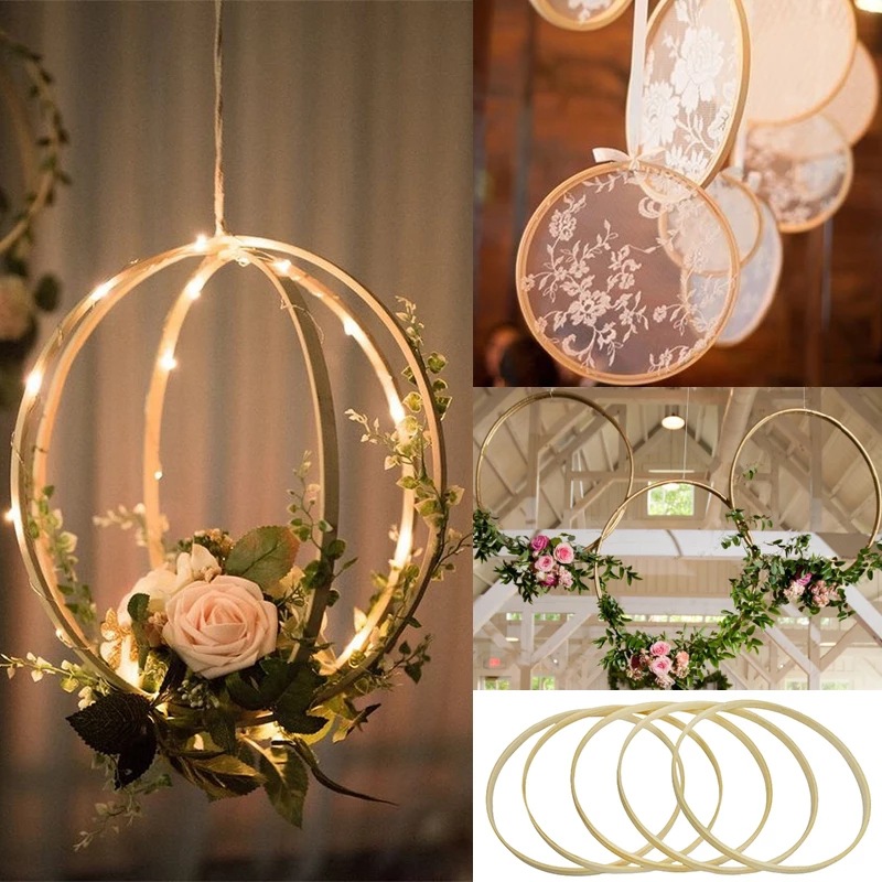 Dreamcatcher Circle Bamboo Ring Circular Fan Frame Wedding Set Decoration Material Circular Fan Frame Frames for Bamboo Embroidery Inner Ring