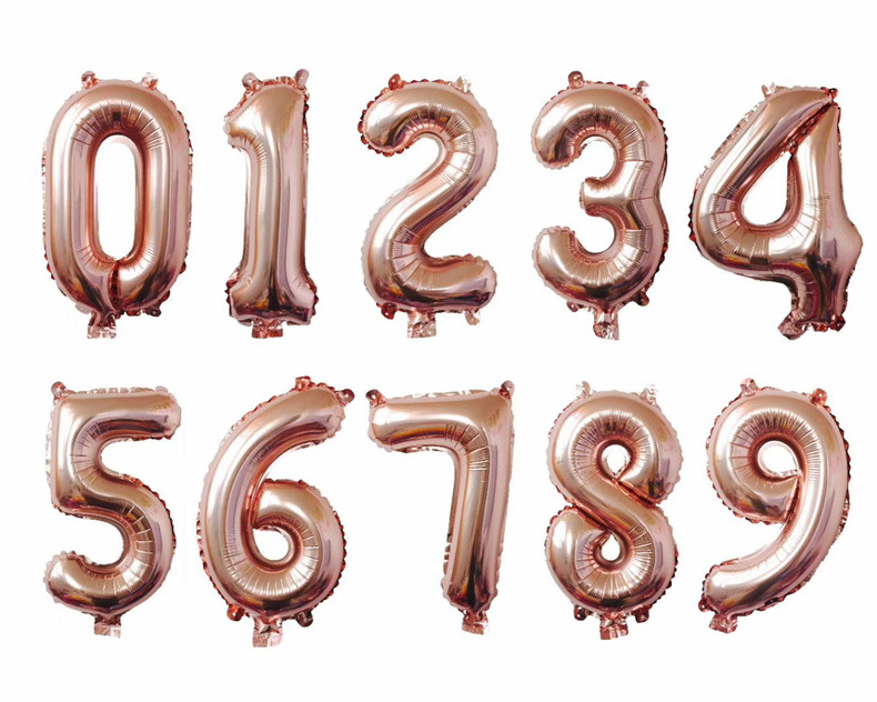 Digital Balloon American 16-Inch Aluminum Film Gold Silver Rose Gold Wedding Birthday Decoration Thin Aluminum Foil Balloon