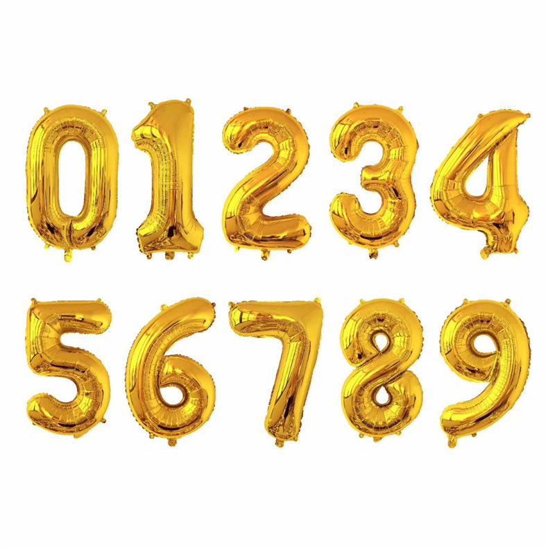 Digital Balloon American 16-Inch Aluminum Film Gold Silver Rose Gold Wedding Birthday Decoration Thin Aluminum Foil Balloon