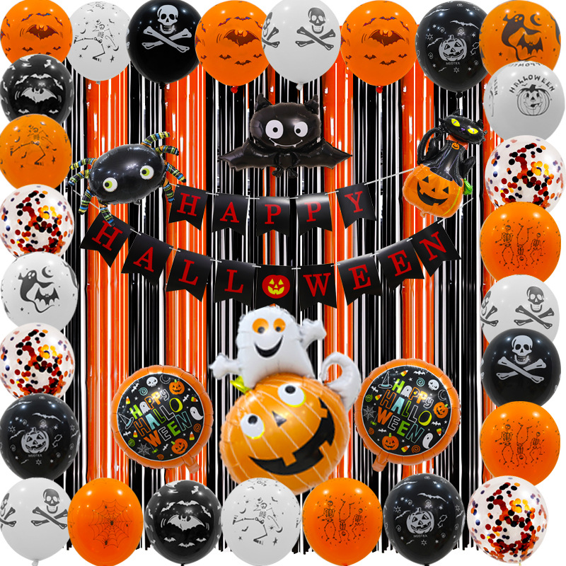 Amazon Hot for Halloween Pumpkin Hanging Flag Bat Skull Printed Balloon Package Party Hot Air Balloon