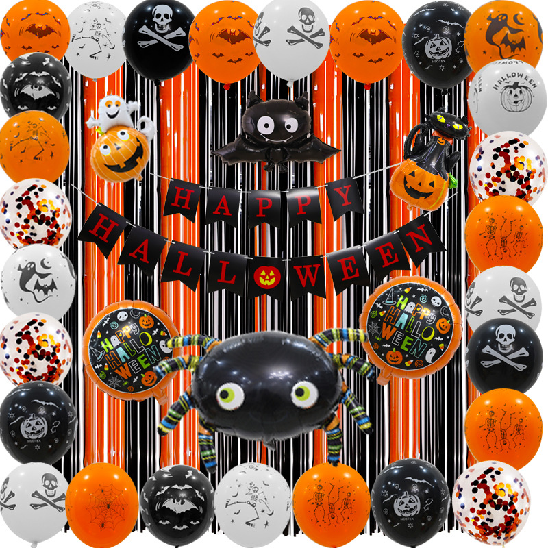 Amazon Hot for Halloween Pumpkin Hanging Flag Bat Skull Printed Balloon Package Party Hot Air Balloon