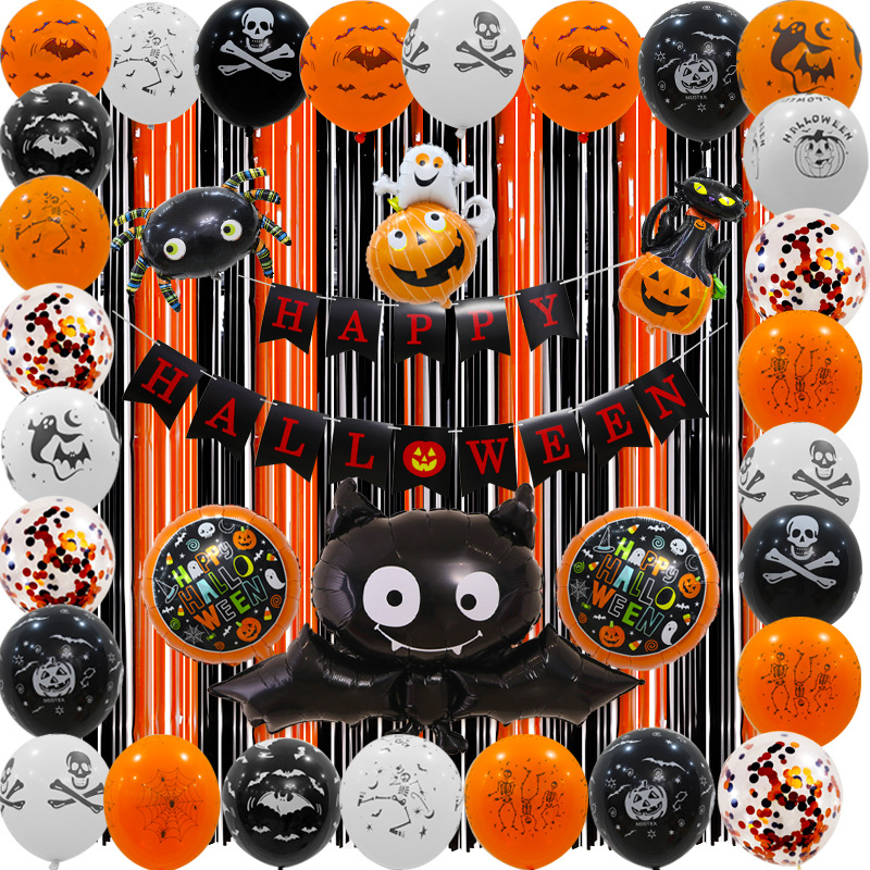 Amazon Hot for Halloween Pumpkin Hanging Flag Bat Skull Printed Balloon Package Party Hot Air Balloon