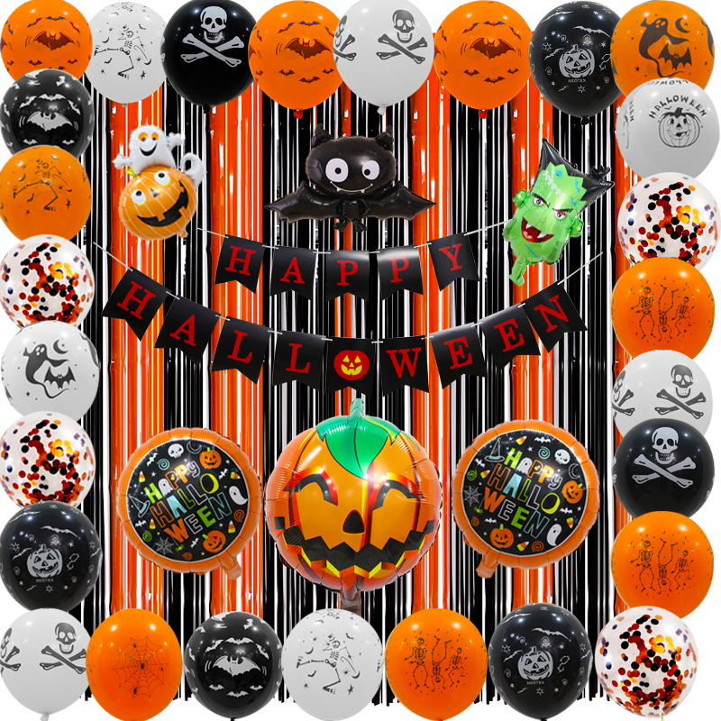 Amazon Hot for Halloween Pumpkin Hanging Flag Bat Skull Printed Balloon Package Party Hot Air Balloon