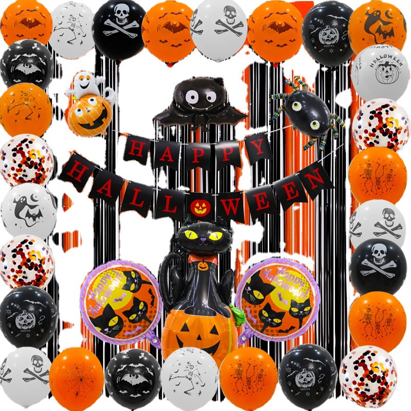 Amazon Hot for Halloween Pumpkin Hanging Flag Bat Skull Printed Balloon Package Party Hot Air Balloon