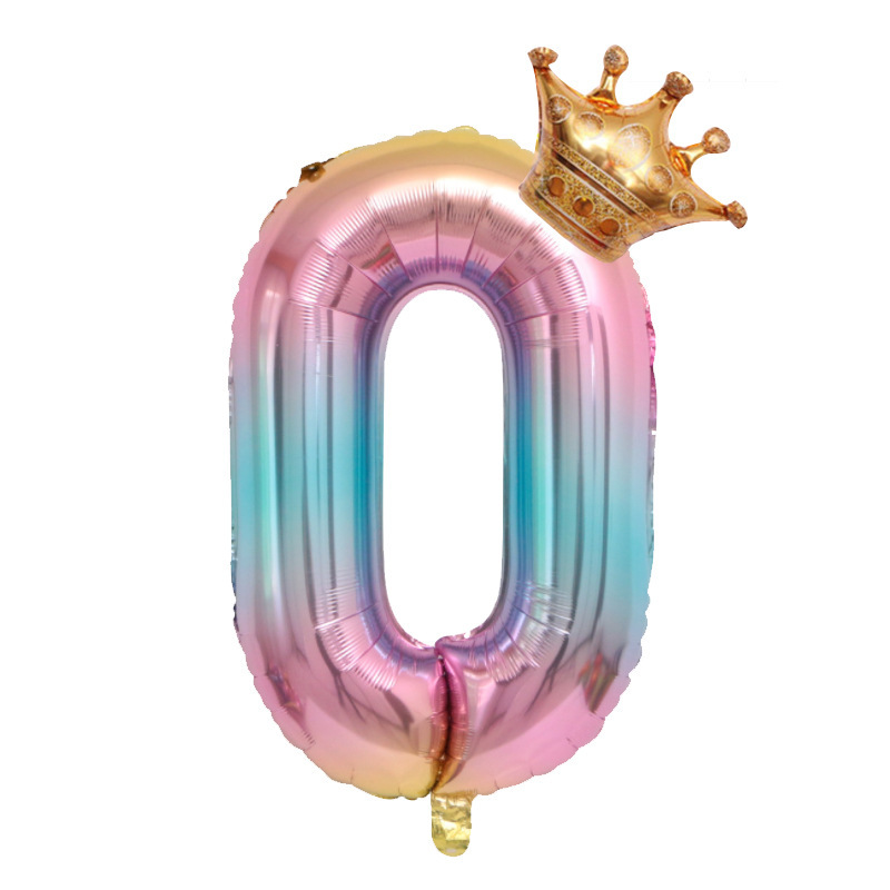 Cross-Border 32-Inch Gradient Digital Balloon Crown Digital Aluminum Balloon Amazon Children&#039;s Birthday Decoration Balloon