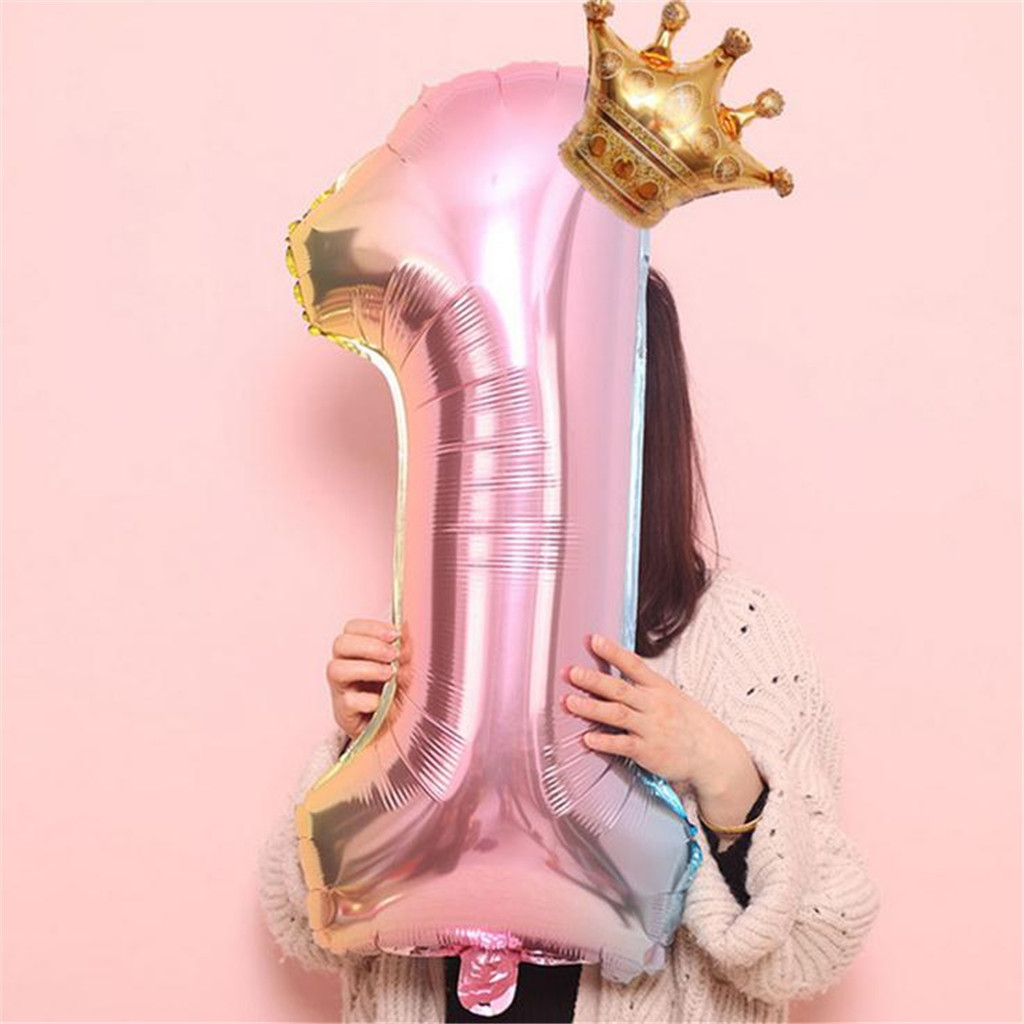 Cross-Border 32-Inch Gradient Digital Balloon Crown Digital Aluminum Balloon Amazon Children's Birthday Decoration Balloon