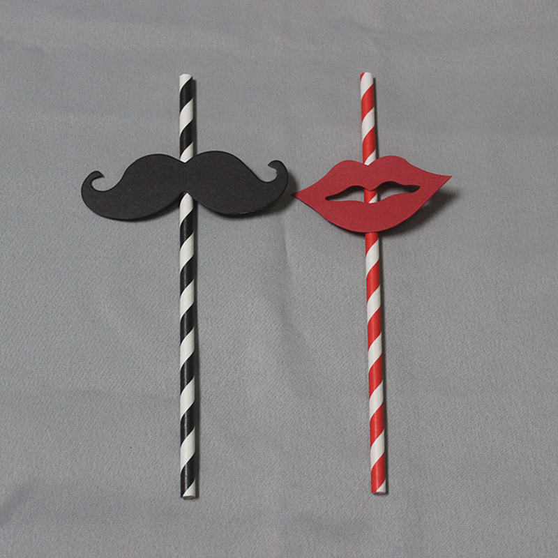 Beard Straw Creative Beard Props Straight Straw Paper Straw Funny Beard Celebration Ceremony Products 25 PCs