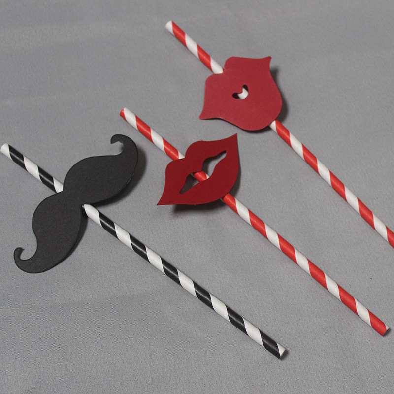 Beard Straw Creative Beard Props Straight Straw Paper Straw Funny Beard Celebration Ceremony Products 25 PCs
