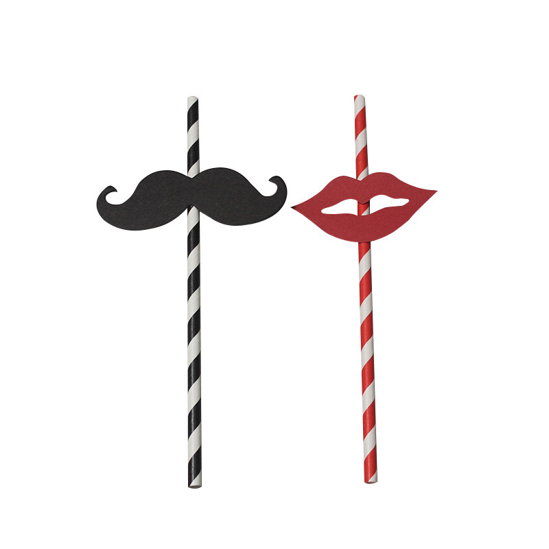 Beard Straw Creative Beard Props Straight Straw Paper Straw Funny Beard Celebration Ceremony Products 25 PCs